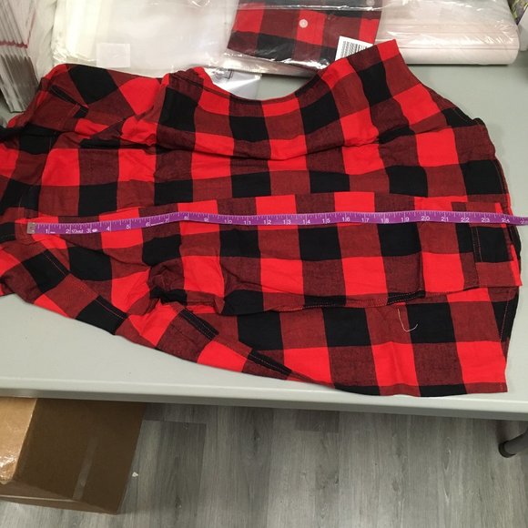 Boys Cat & Jack Long Sleeve Button Down Red & Black Plaid Shirt - XXLH (18) - Picture 6 of 8